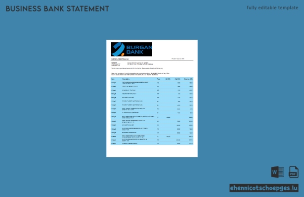 Burgan Bank Firmenkontoauszug – Beispiel-Word- und PDF-Datei
